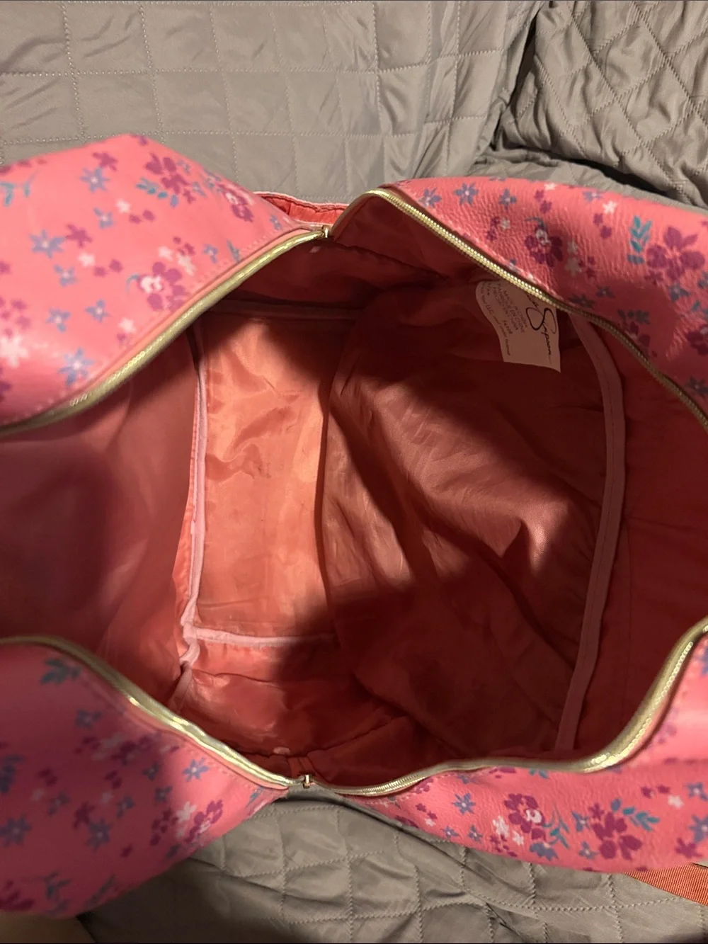 Jessica Simpson Pink Floral Backpack with Gold Accent